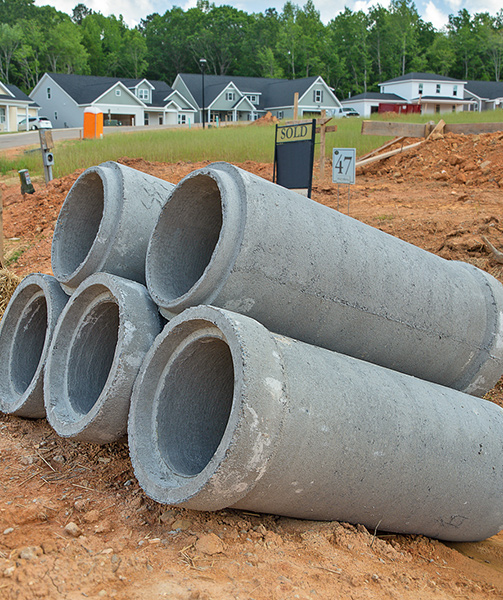 Residential neighborhood in Clayton, NC featuring Johnson Concrete Products Reinforced Concrete Pipe